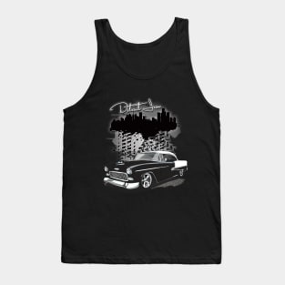 1955 Black Chevy Bel Air Detroit Iron Print Tank Top